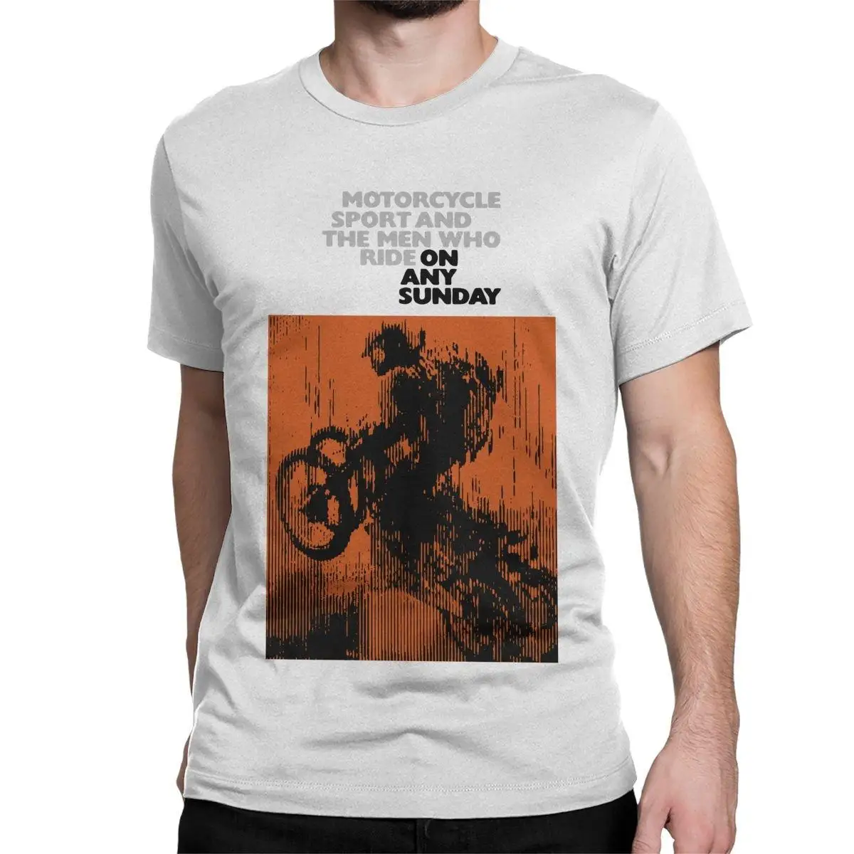 

Vintage On Any Sunday Motocross Film Motorcycle T Shirt Men 100% Cotton Novelty T-Shirts Racing Speed Tee Shirt New Arrival