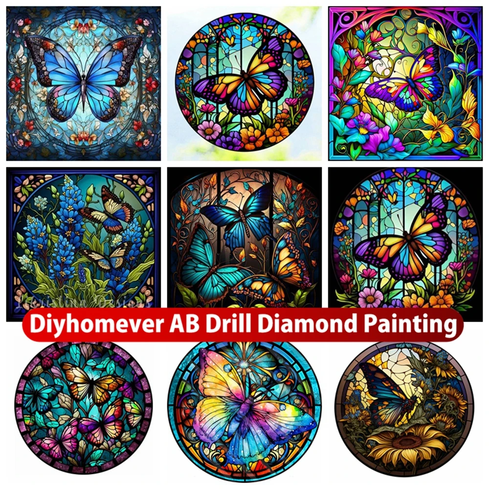 

Stained Glass Butterfly 5D DIY AB Drill Diamond Painting Mosaic Fantasy Animal Cross Stitch Rhinestones Handmade Home Decor Gift