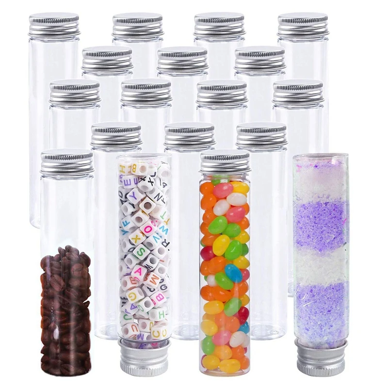 

30Pcs 110Ml Plastic Test Tube,Clear Flat Test Tubes,Plastic Test Tubes With Screw Caps For Candy,Beans,Party Decor