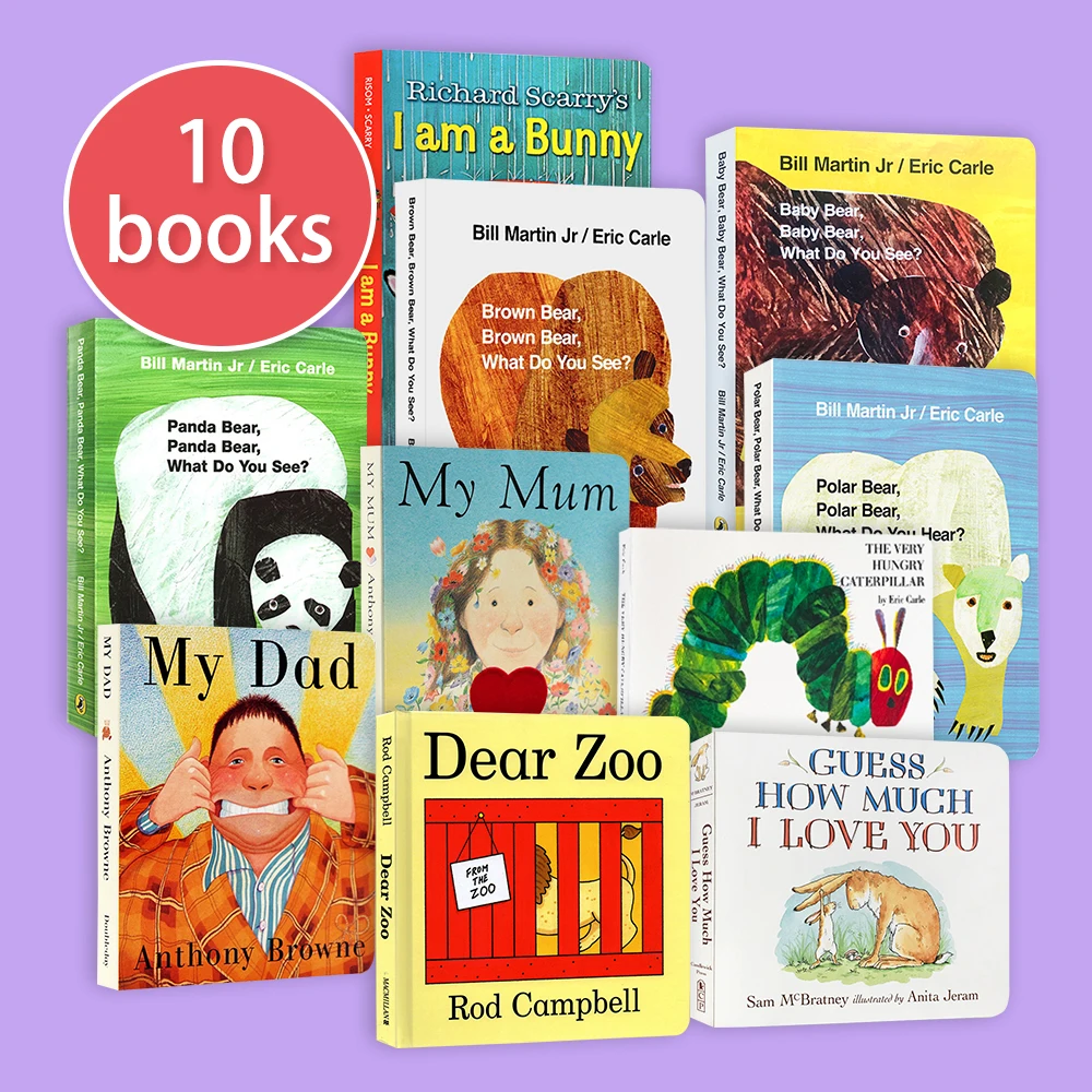 Знаменитые английские картонные книги для детей, дорогой зоопарк, я кролик, Очень голодная гусеница, Детские обучающие игрушки