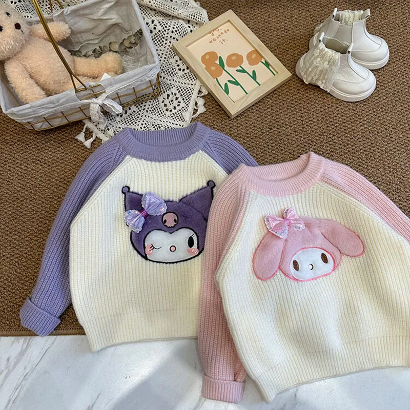 

Girly Heart Kuromi Kawaii Anime Long Sleeve Sweater Cute Cartoon My Melody Autumn Winter Warm Clothes Lovely Toys for Kids