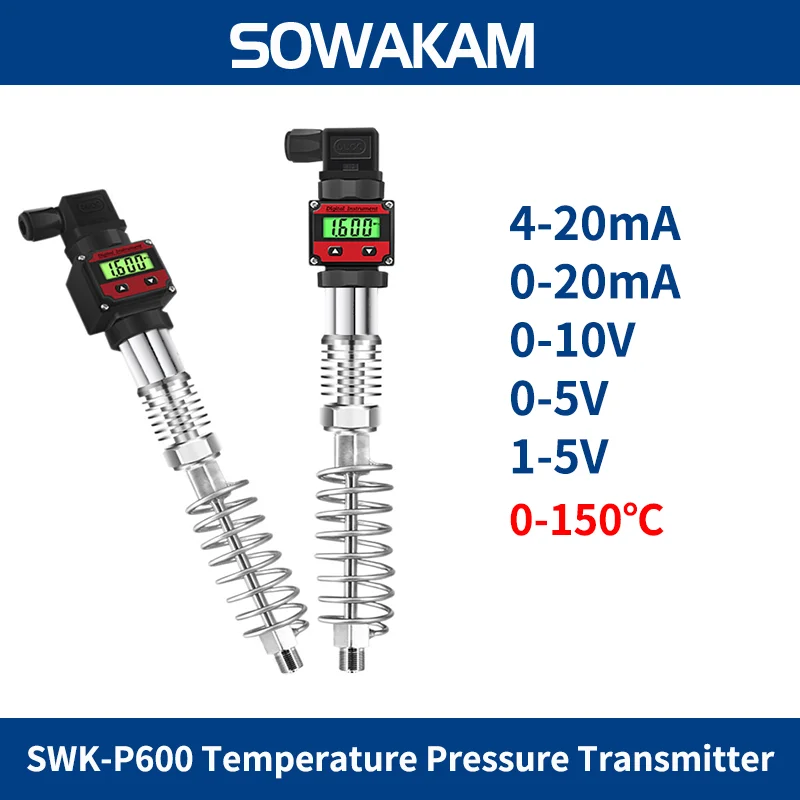 

SWK-T600 4-20 мА 10 в 5 в RS485 датчик выходного передатчика 1000 бар с кабелем 1 м G1/4 DC24V ЖК-преобразователь высокого давления