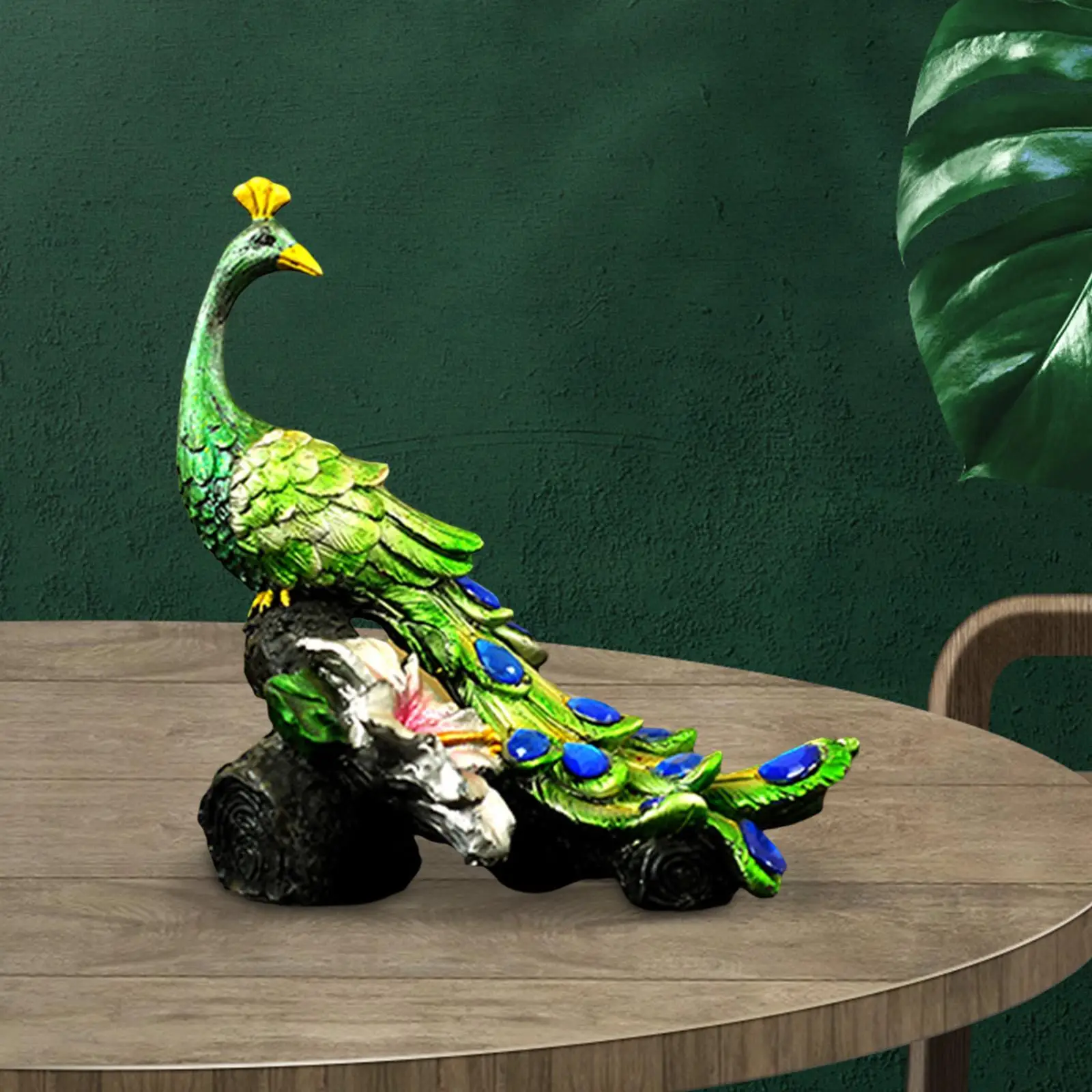 

Lifelike Peacock Figurine Miniature Statue for Tabletop Bedroom Collectible