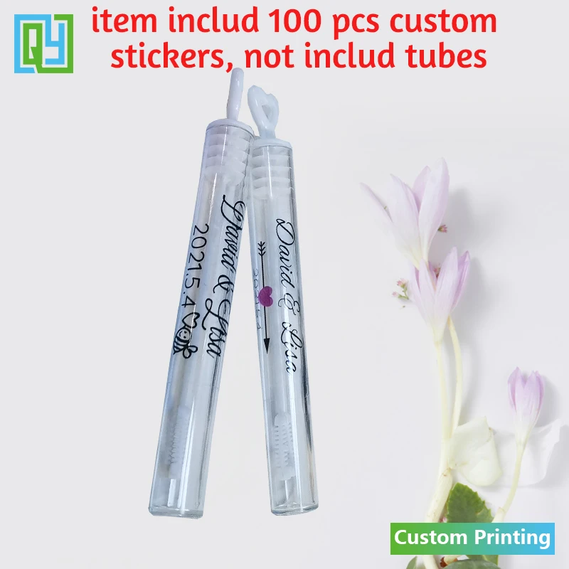 

100pcs 20x45mm Personalized Printing Wedding Party Gift Use For Bubble Wand Bottle Transparent Label Clear Favor Stickers