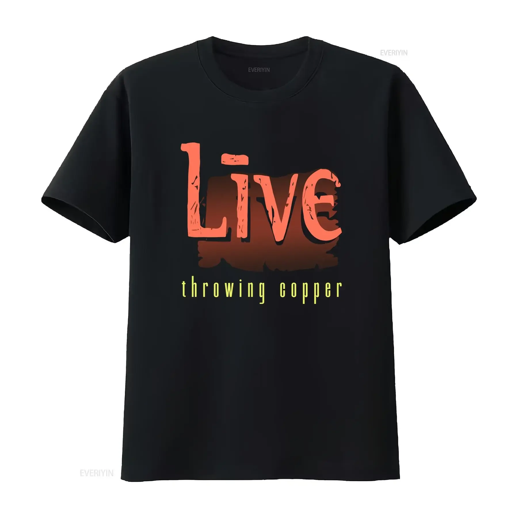 Фото Винтажная футболка 1994 года с принтом Live Throwing Copper Tour, ретро-футболка рок-группы, винтажный топ с эффектом потертости для повседневной носки, модная и стильная. №1
