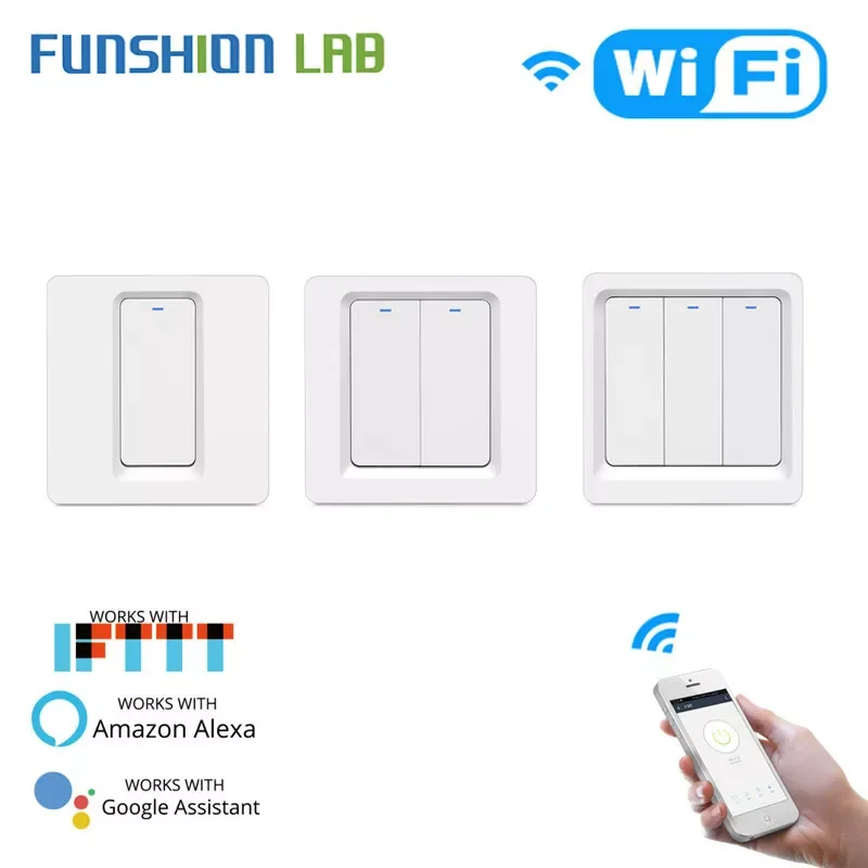 

WiFi Smart Light Push Button Smart Life/ APP Remote Control Works with Alexa Home for Voice Control 1/2/3 Gang