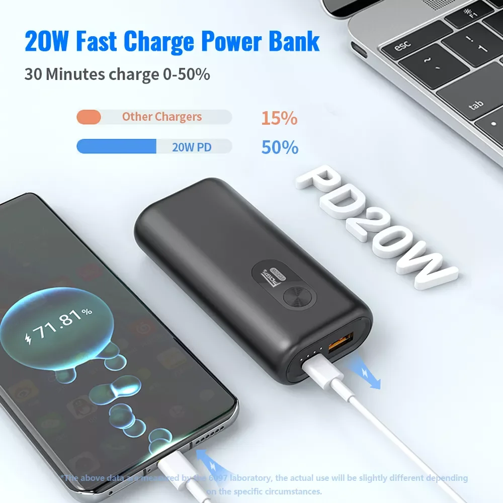 

Power Bank PD 20W Fast Charging Powerbank 10000mAh External Battery Fast Charge Portable Power Banks for iPhone