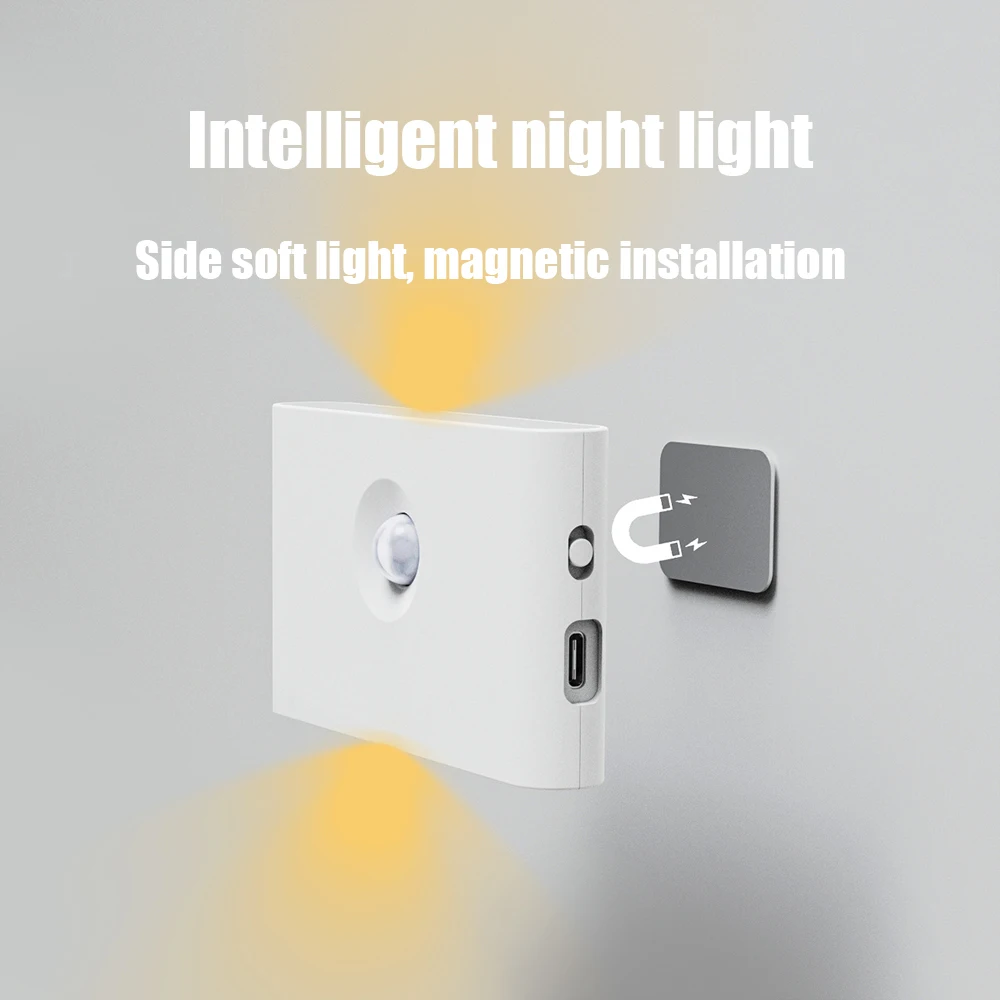 

2PCS Человеческий инфракрасный Интеллектуальный индукционный Ночной светильник, светодиодный светильник типа c, беспроводная Магнитная ава...