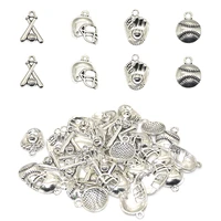 16pcs antique silver baseball collection charms softball sports alloy pendants for diy necklace bracelet jewelry making supplies