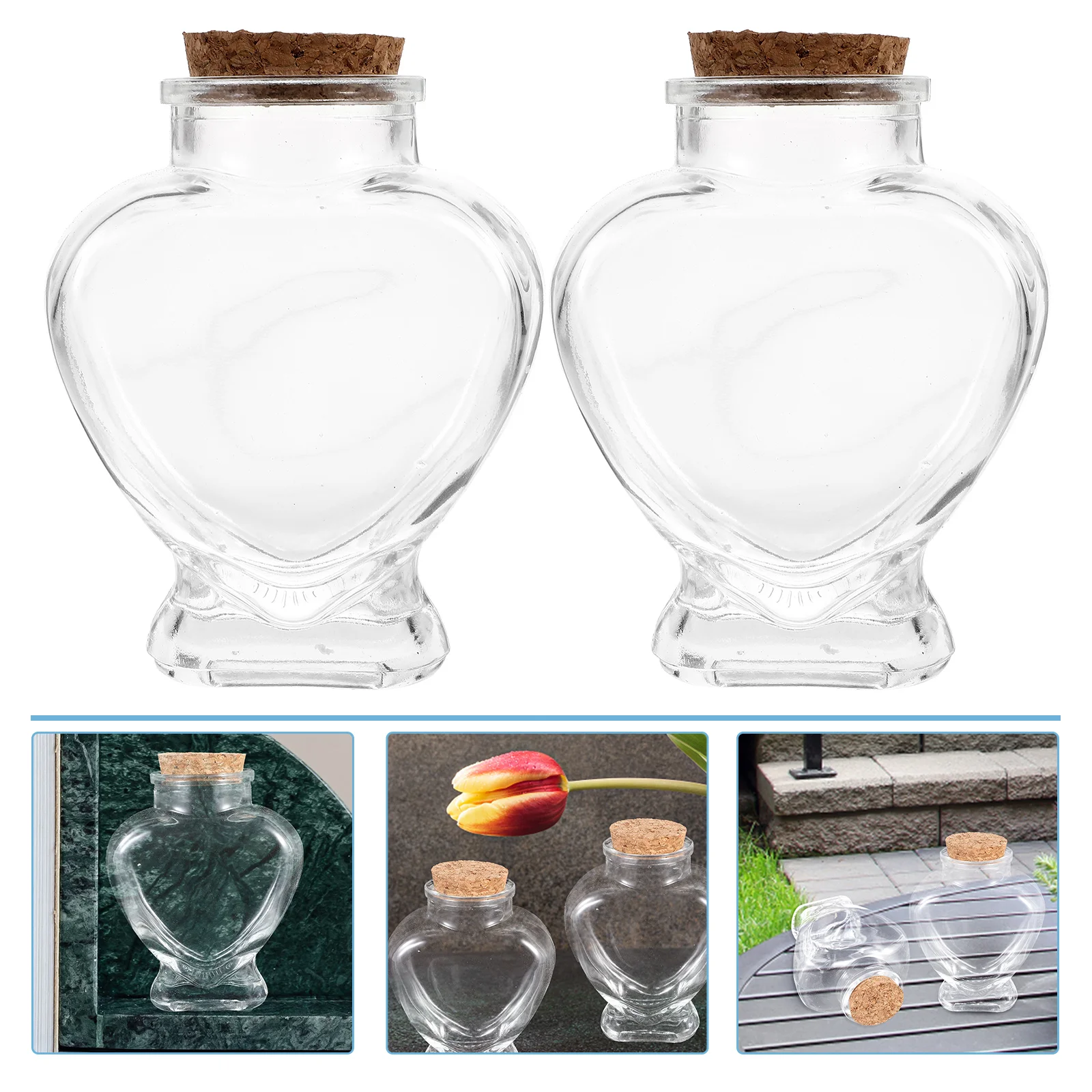 

2 Pcs Wishing Bottle Tablescape Decor Empty Origami Craft Container Desk Top Glass Mini Bottles Cork