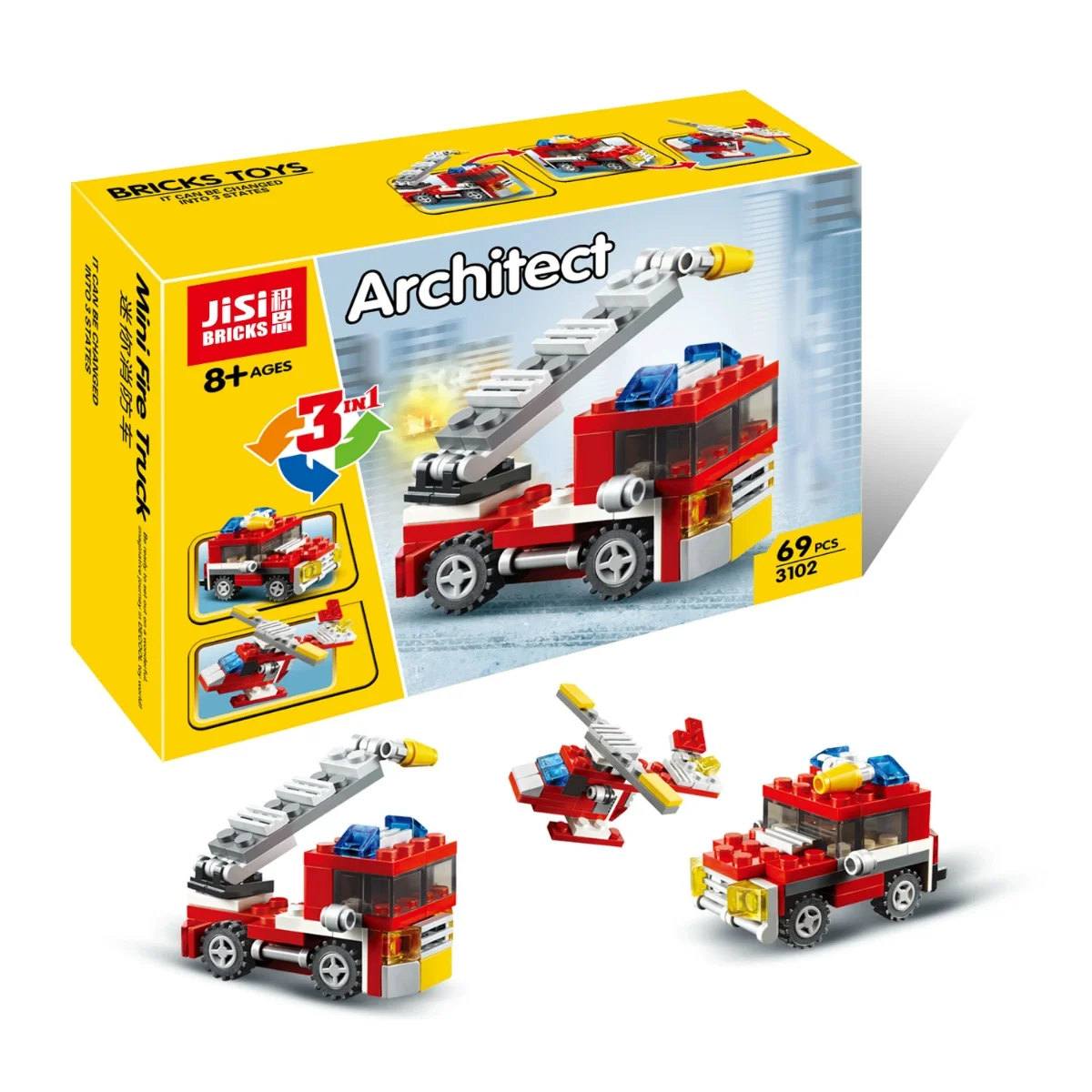 Набор блоков сделай сам архитекторный грузовик 3 в 1 самолёт автомобиль переход