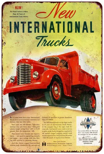 

1p,1947 Новые международные грузовики, винтажная репродукция, МЕТАЛЛИЧЕСКИЙ ЗНАК