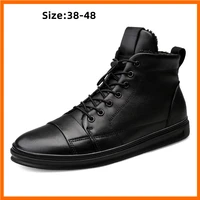 big size men shoes high quality genuine leather men ankle boots fashion black shoes winter men boots warm shoes with fur