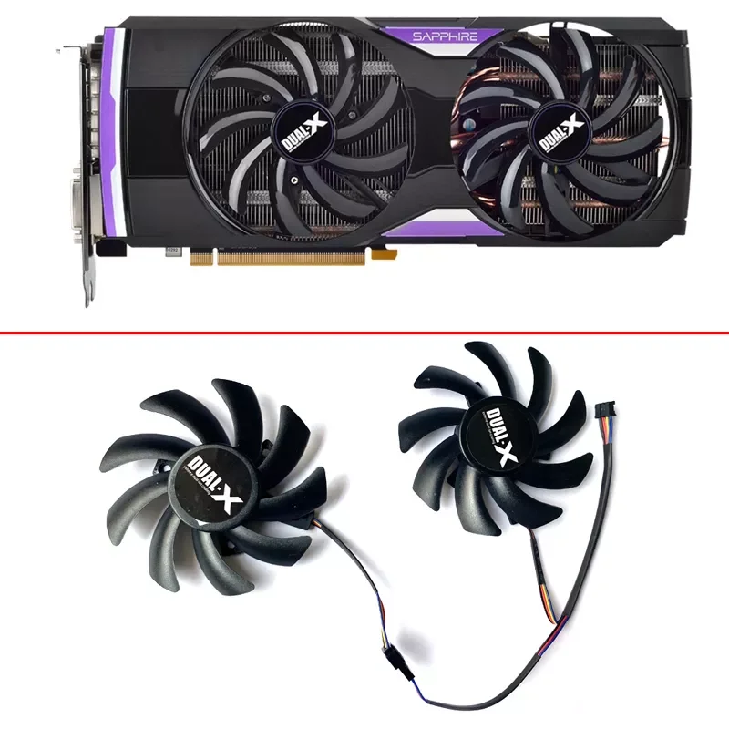

2PCS NEW FD7010H12S FDC10H12S9-C 85MM 4PIN PC Fan For Sapphire HD6850 HD6970 HD7870 HD7950 HD7970 Graphics Cooler Cooling Fans