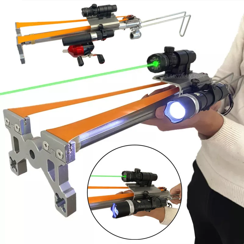 

Рогатка мощная высокоточная лазерная, Рогатка для прицеливания, катапульта, Рогатка для охоты на большие расстояния