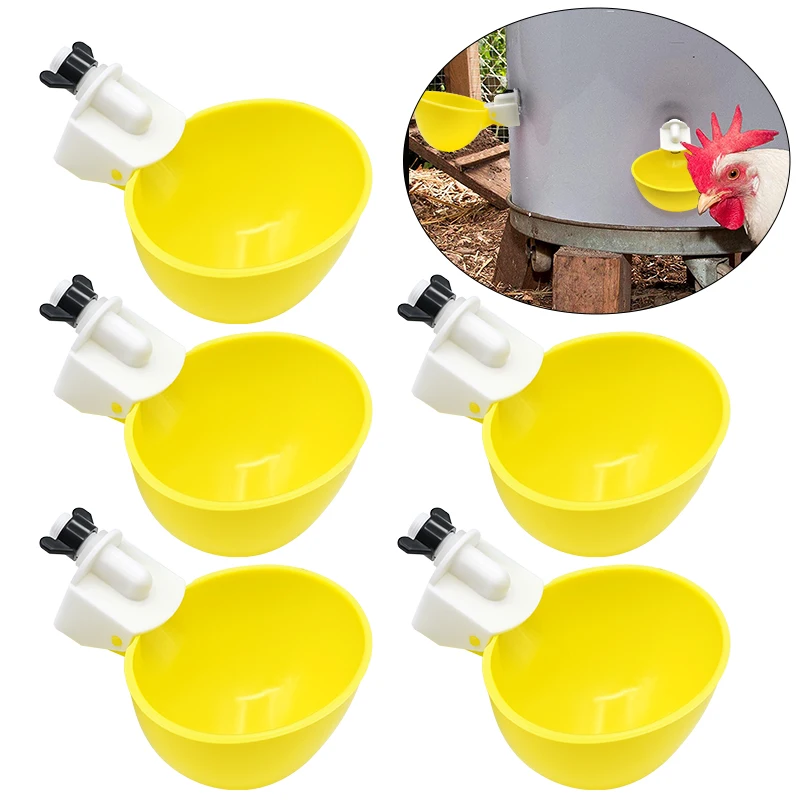 

5/10Pcs Automatic Poultry Water Drinker Bowl Chicken Duck Drinking Hanging Water Cup Drinking Bowls Drinking Dispenser Tools