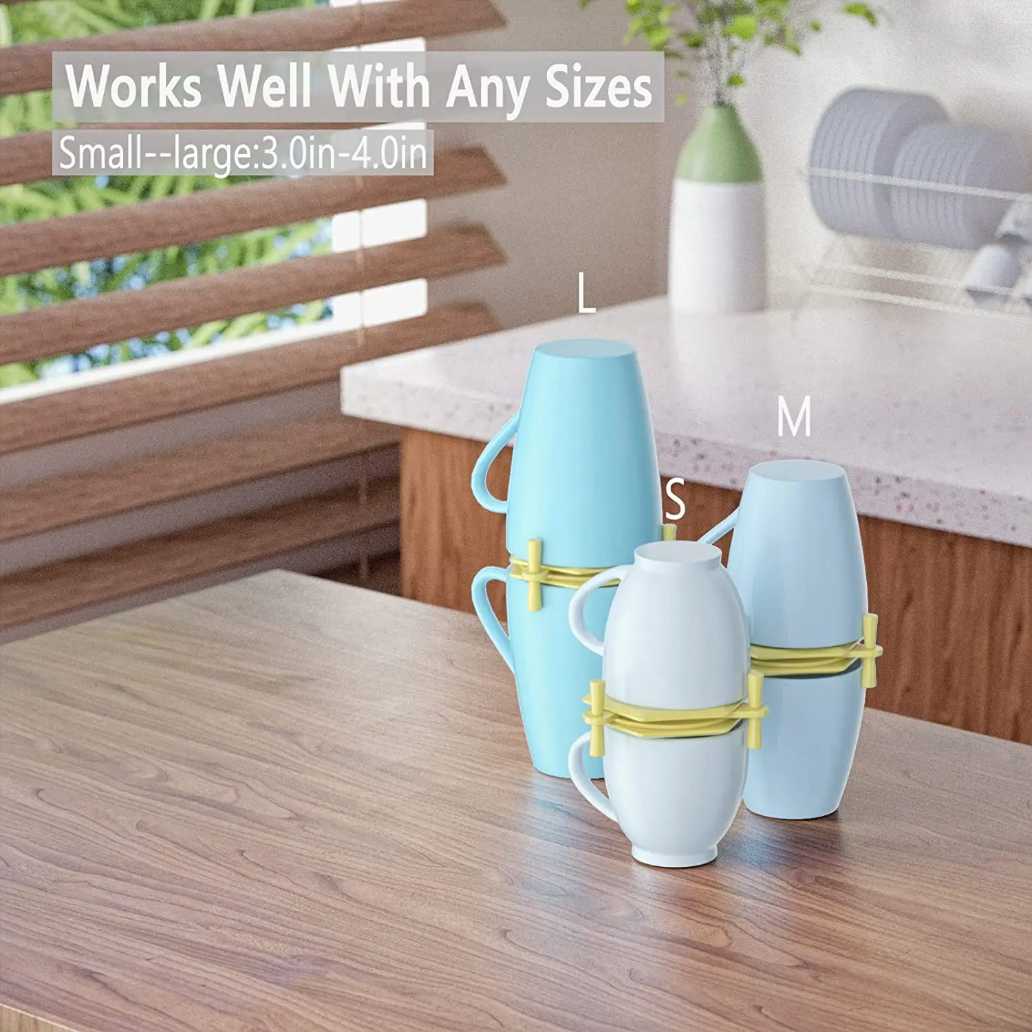 

Simland Coffee Mug Organizer for Cabinet Cupboard, Mug Holder Stacker, Adjustble Tea Cups Storage Space Saver
