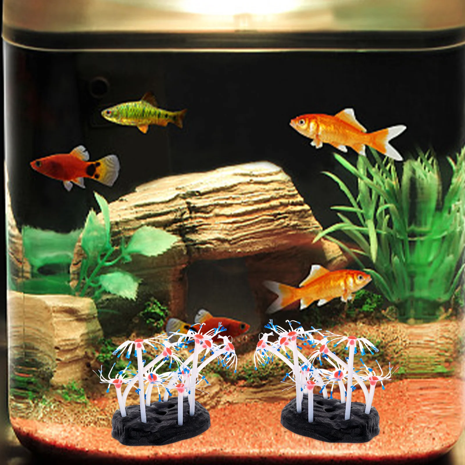 

Glow Anemone Plants Decorative Decorations Artificial For Aquarium Silicone Crafts Sea Silica Gel Fake Adorn Fish Tank Ornament