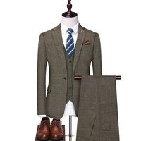 2022 high quality 5xl suitvestpants mens elegant fashion business slim linen casual dress gentleman dress suit 3 piece set