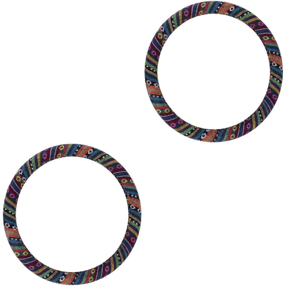 

2pcs Folk-custom Style Automotive Linen Car Steering Wheel Cover Steering Wheel - E7K02 (Blue Strip)