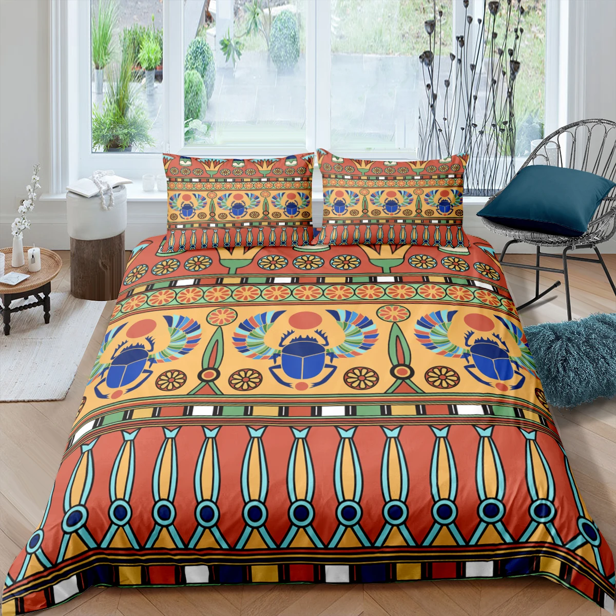 Home Living Luxury 3D Egyptian Bedding Set Ethnic Style Duvet Cover Pillowcase Queen and King EU/US/AU/UK Size Comforter Bedding
