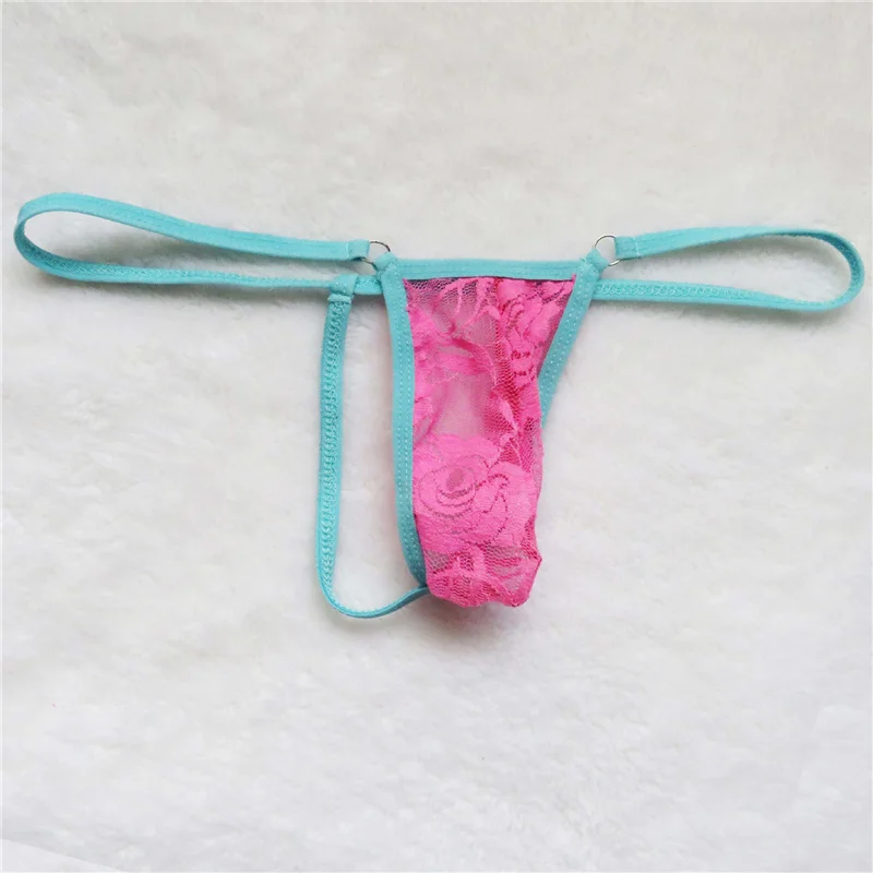 

Men's panties sexy underwear men underpants gay micro Thongs tanga Lace Transparent String Color contrast Hollow out No trace
