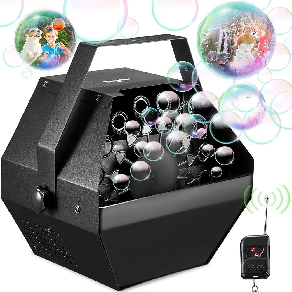 Romantic Automatic Bubble Machine Wireless Remote Control Blower 800+ Per Minute Plug-in AC Adapter for Party Wedding Birthday