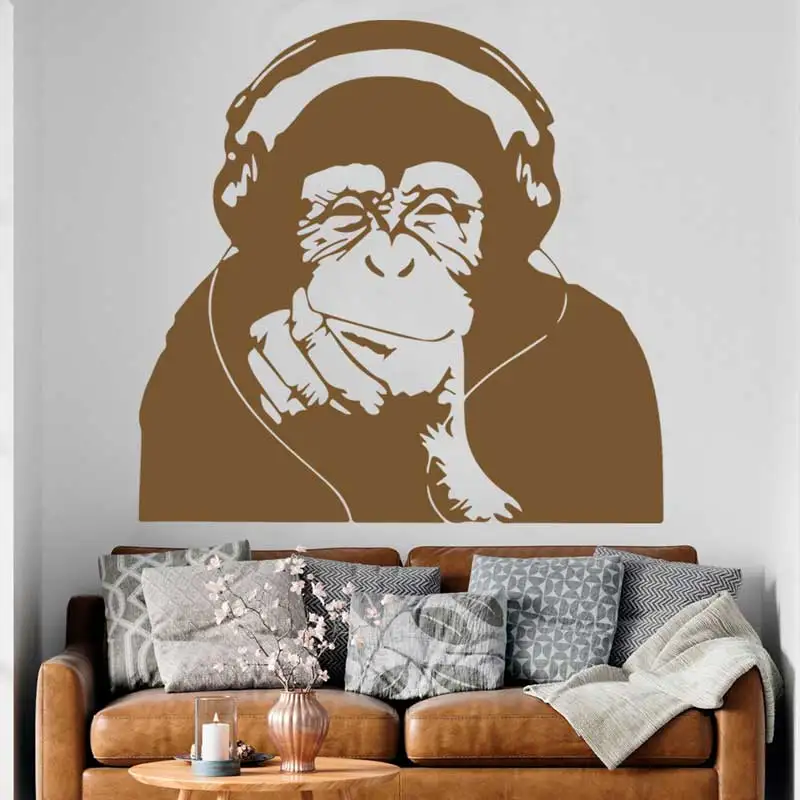 

Banksy Thinking Monkey Vinyl Wall Sticker Recording Studio Classroom Live Music Lovers Teens Kids Room Art Decor Decal Gift Y7