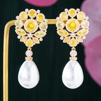 godki new trendy gorgeous original cz shiny pendant earrings for women girl daily high quality noble lady bridal accessories