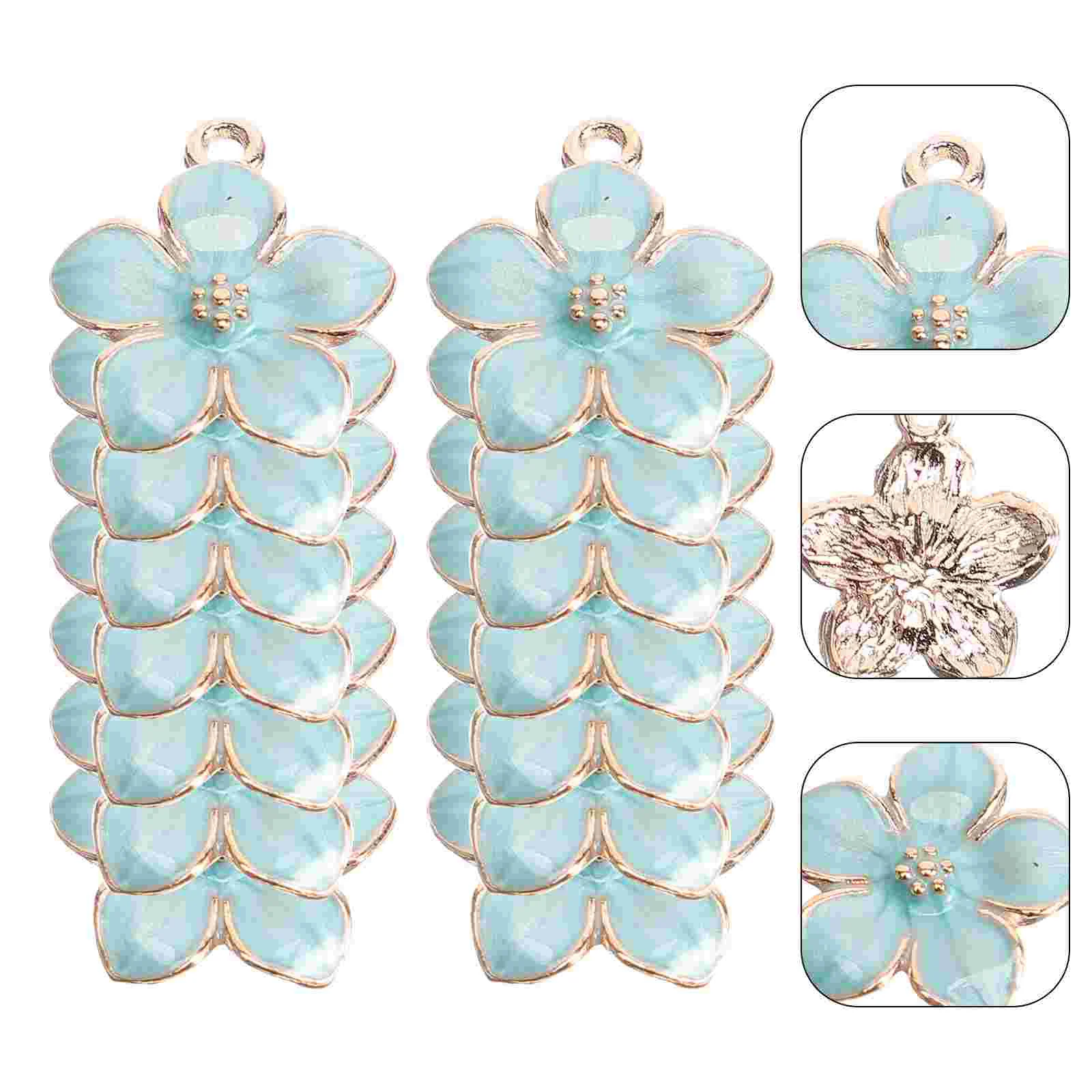 

50 Pcs Cherry Blossom Pendant Dainty Necklace Dangle Charms Flower Handcraft Supplies Alloy Jewelry Making Hanging Decors