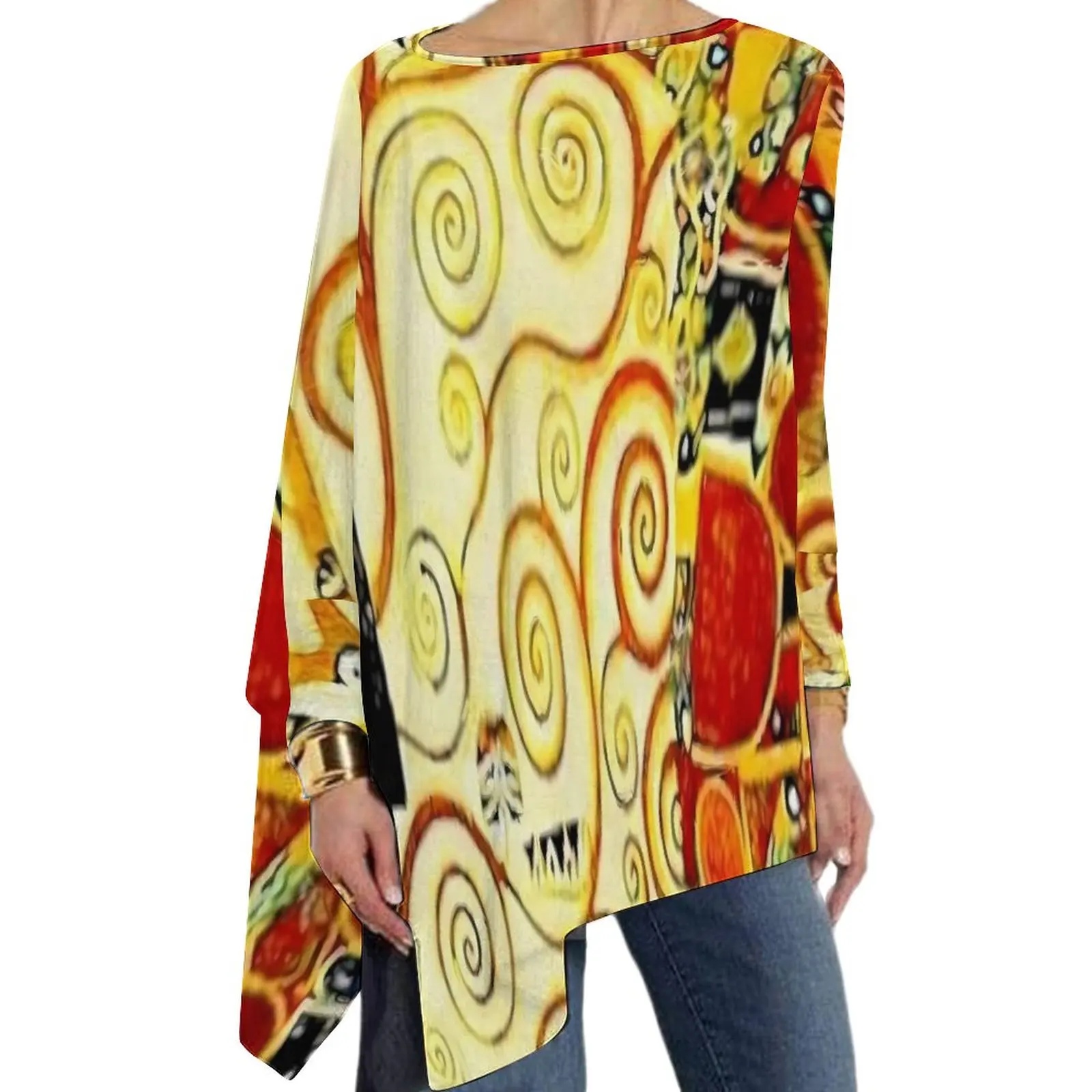 

Художественная футболка Gustav Klimt, модные футболки с длинным рукавом и рисунком дерева жизни, смешная футболка, женские зимние топы, футболки большого размера