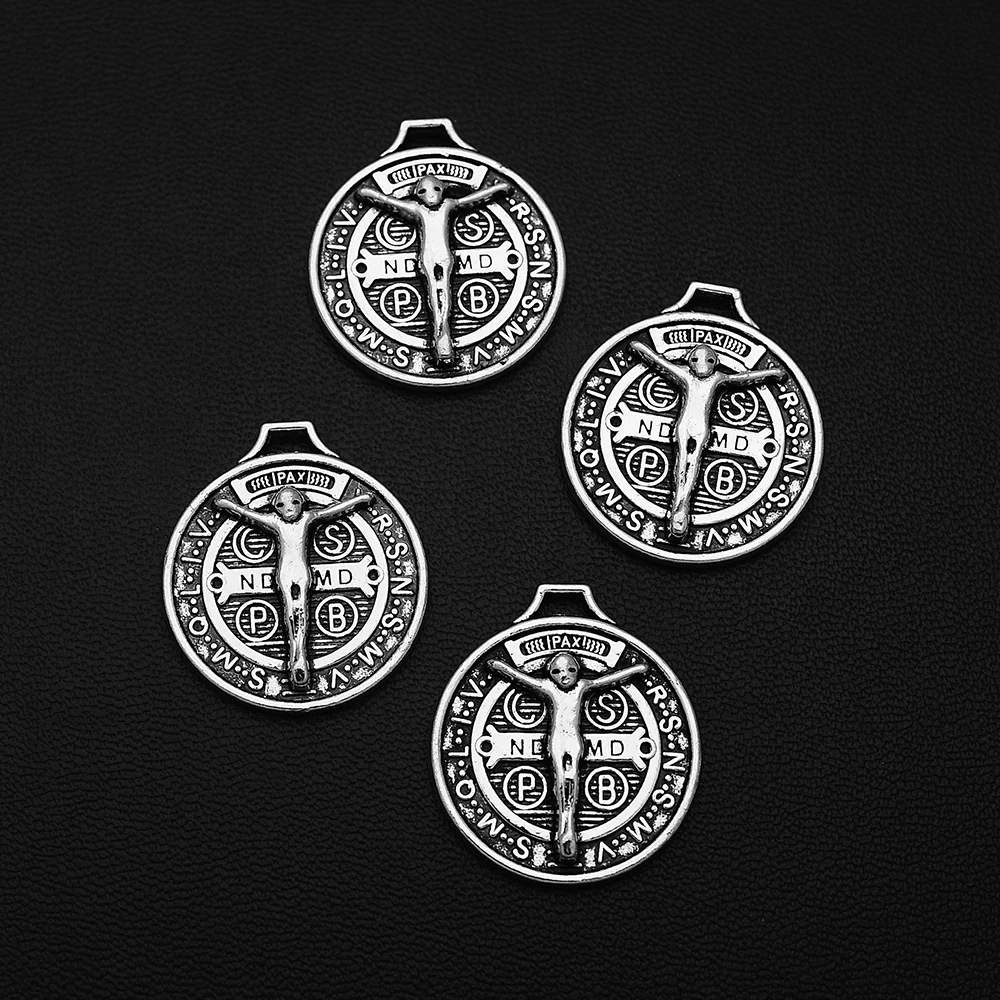 

12 шт./лот 21x24 мм посеребренные подвески в античном стиле с изображением Иисуса Бенедикта Подвески с крестом в виде распятия для рукоделия юв...