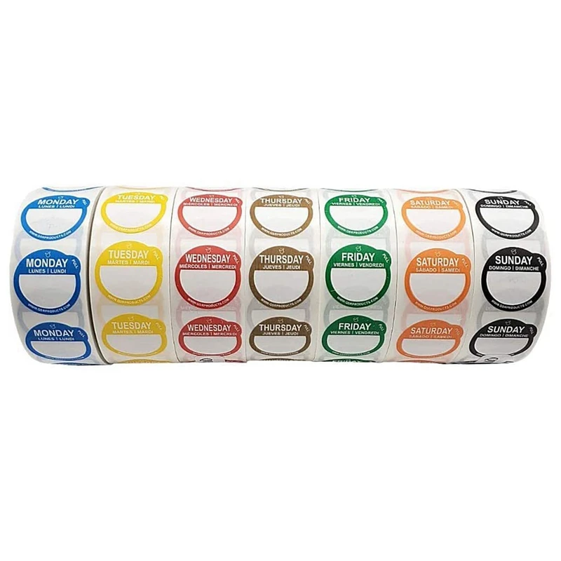 

Яркие этикетки для письма с понедельника по воскресенье, легко отклеиваемые наклейки для дневного дня и управления складом, этикетки для от...