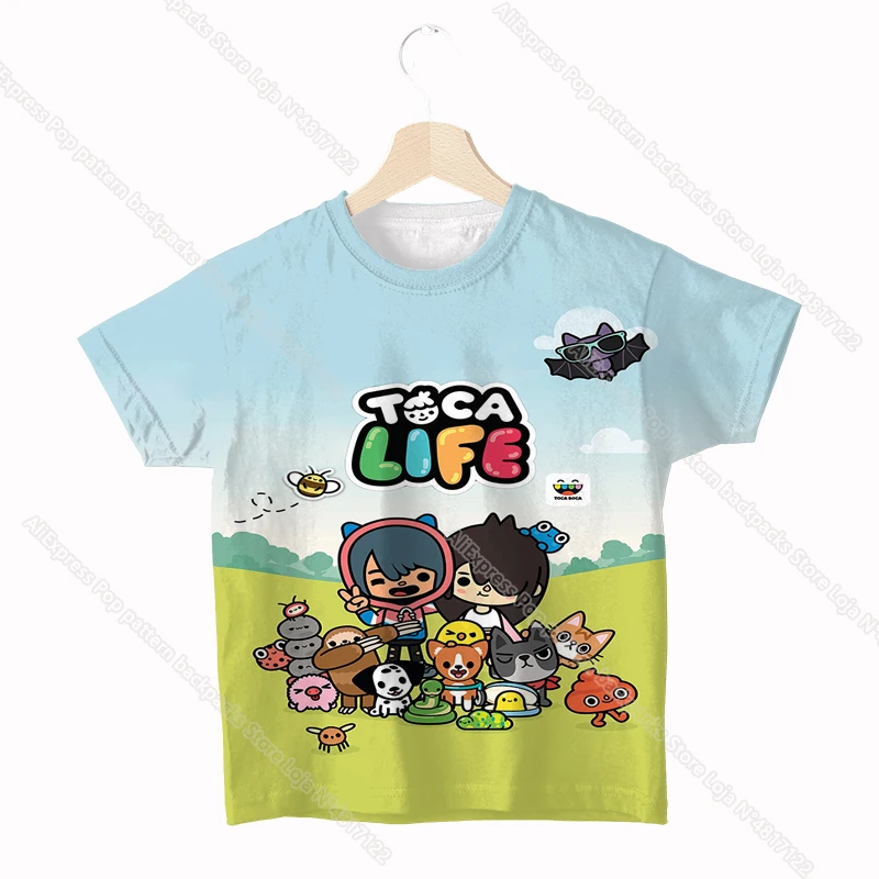 Kids Toca Life World 3D T Shirt Toddler Cartoon T-shirt Boys Girls Teens Short Sleeve Anime Tee Tops Summer Children Clothes