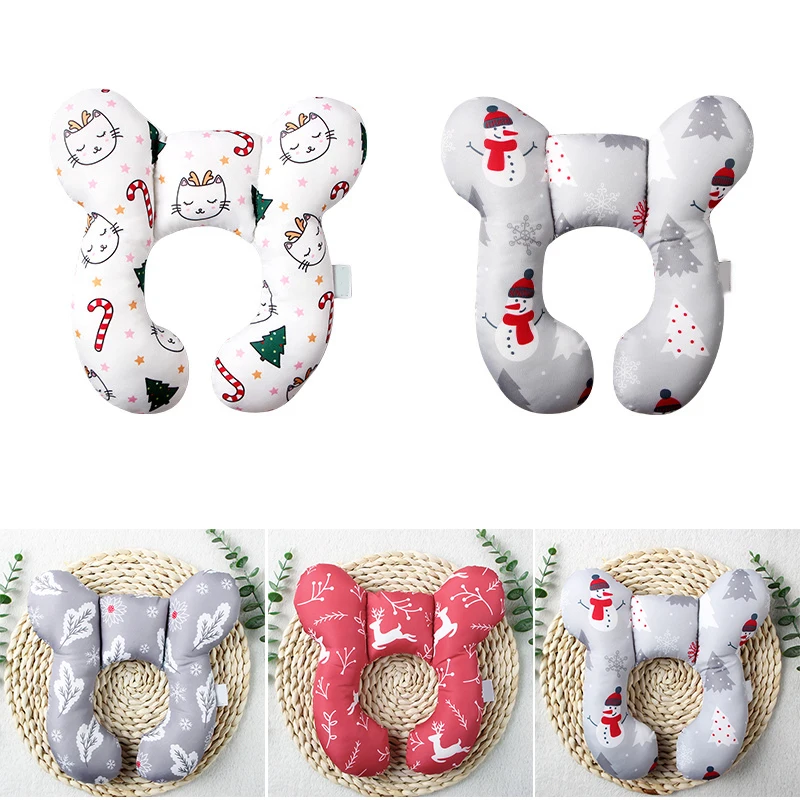 

Детская U-образная подушка с рождественским принтом, поддерживающая подушка для головы и шеи для автомобильного сиденья, детская коляска ...