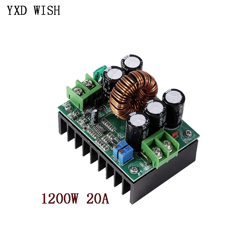 

1200W 20A Boost Module Power supply DC-DC step up Constant Current Voltage 9v-60V to 12v-80V 48V 72V Adjust Booster converter