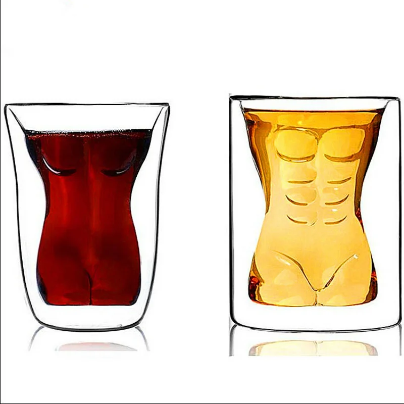 

Novel Beer Whiskey Wine Cup Bar Decoration Beauty Muscle Men's Cup Double Layer Heat-resistant Glass Creative Birthday Gifts