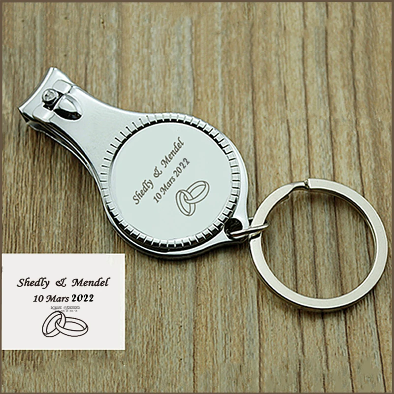 

50 Pcs Personalized Wedding Souvenirs For Guests Customized Wedding Favors Multifunctional Wine Opener/Keychain/Nail Clippers
