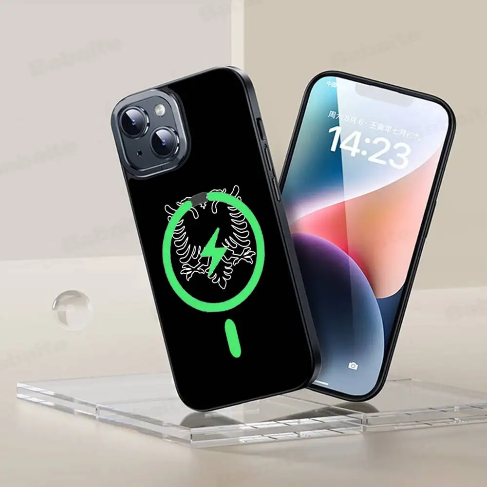 Чехол для телефона с флагом Албании и альбомана, магнитный чехол для iPhone 16, 14, 13, 12, 11, 15 Pro Max Plus для Magsafe, чехол с беспроводной зарядкой (art.: 3920d19dfeb53) - 3920d19dfeb53