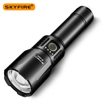 skyfire 2022 high lumens led tactical flashlights type c usb rechargeable spotlights floodlights outdoor waterproof sf 035b