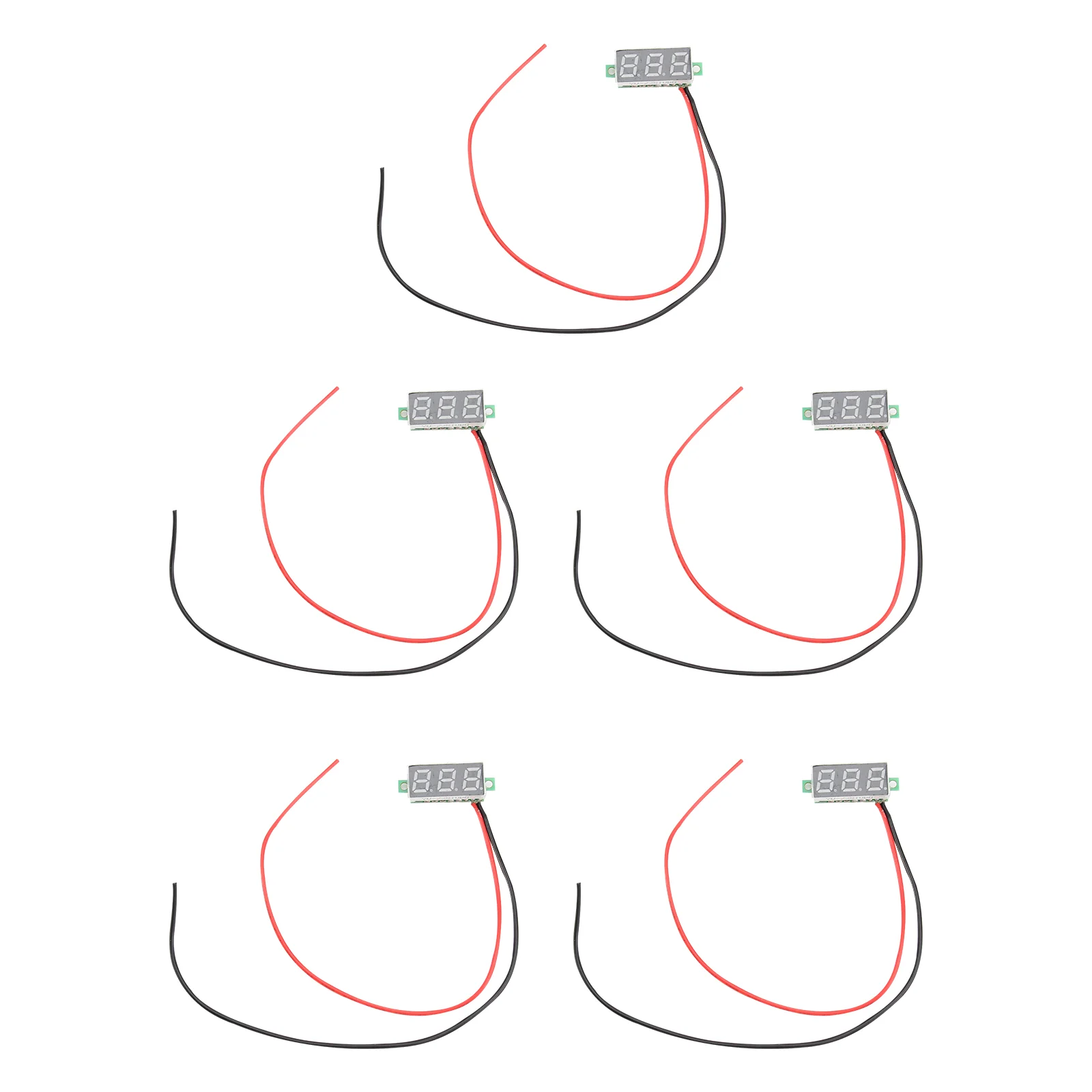 

5 DC 2.4-30V 2-wire Resistance Adjustable Digital Car Voltmeters for RV Motorcycle ATV Car