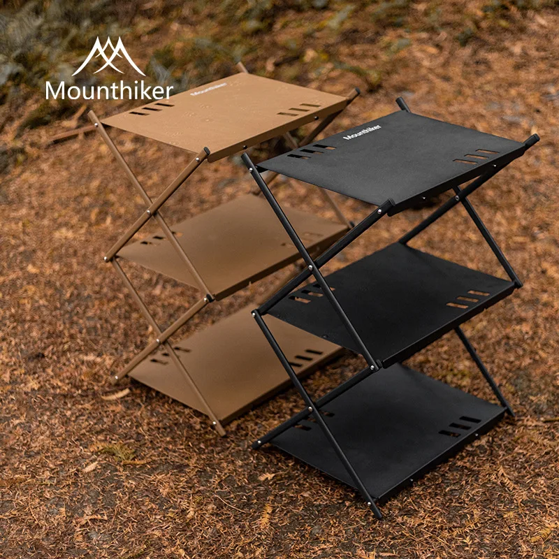 

Outdoor aluminum alloy multi-function storage rack portable folding storage shelf three reset shelves