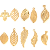 20pcs leaf charms for jewelry making charm hollow leaves pendant handmade jewelry making accessories diy pendant wholesale