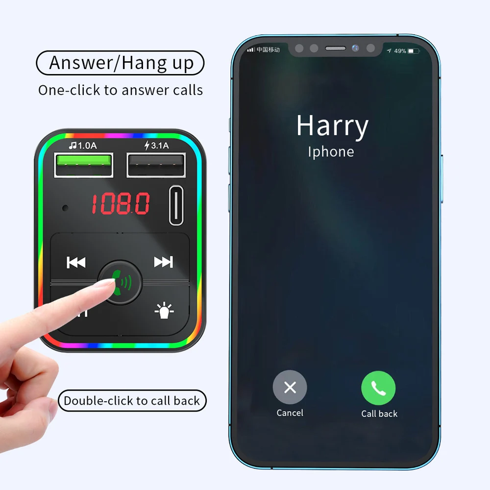 FM-трансмиттер Bluetooth 5 0 12-24 В 3 USB-порта