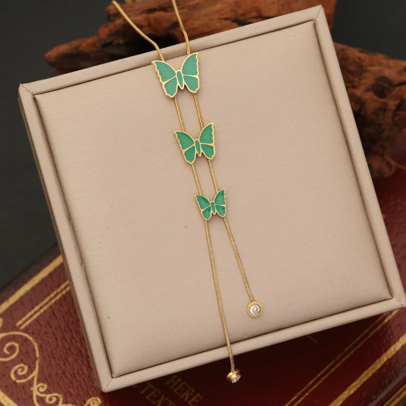 Draweye Necklaces for Women Butterfly Spring Summer Korean Fashion Sweet Jewelry Tassels Elegant Vintage Collares Para Mujer