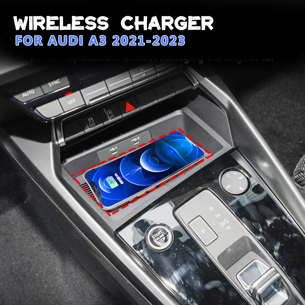 

15W Fast Charging Board Pad For Audi A3 2021-2023 Wireless Charger QI Induction Smartphone Car Charging Pad Smart System for Car