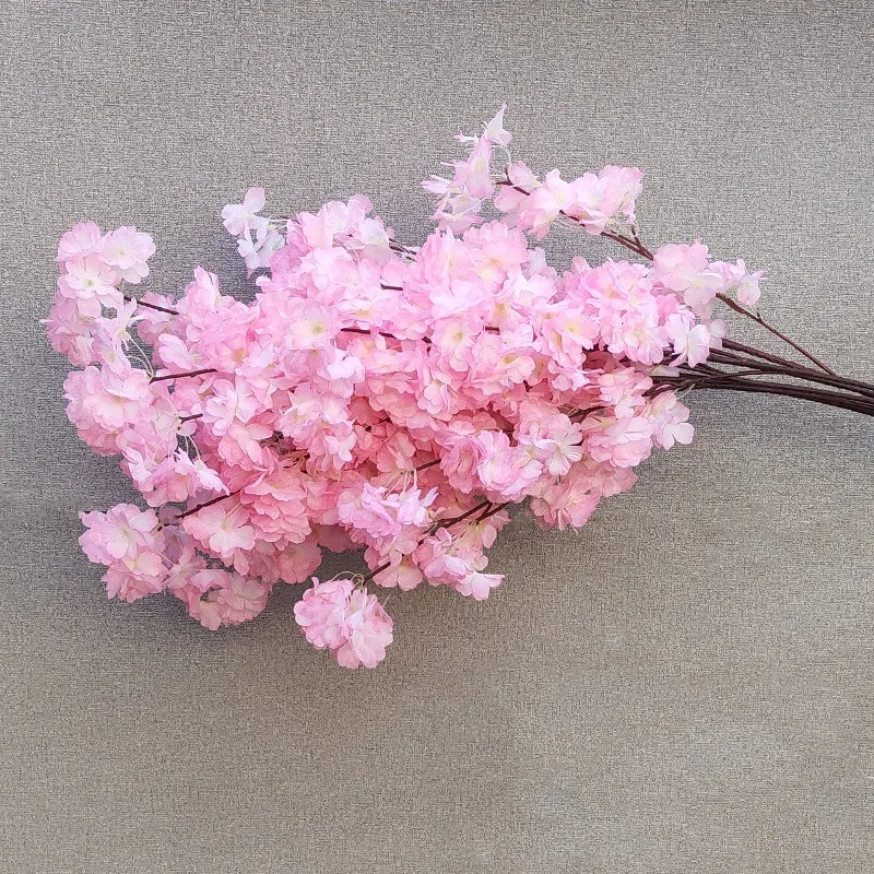 

100cm Encrypted Cherry Blossom Pulm Bouquet Artificial Silk Flower Branch Fake Flowers for Home Wedding Party Hotel Decoration