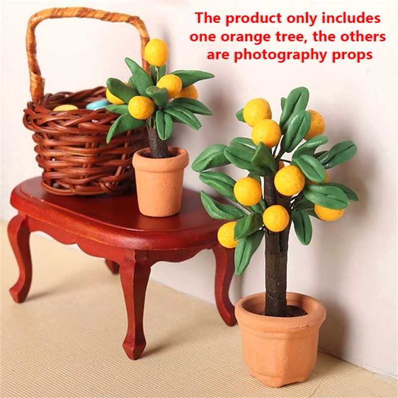 

1:12 имитация мандарина, оранжевого дерева в горшке, фруктовые деревья, кукольный домик, миниатюрная искусственная игрушка для декора сада