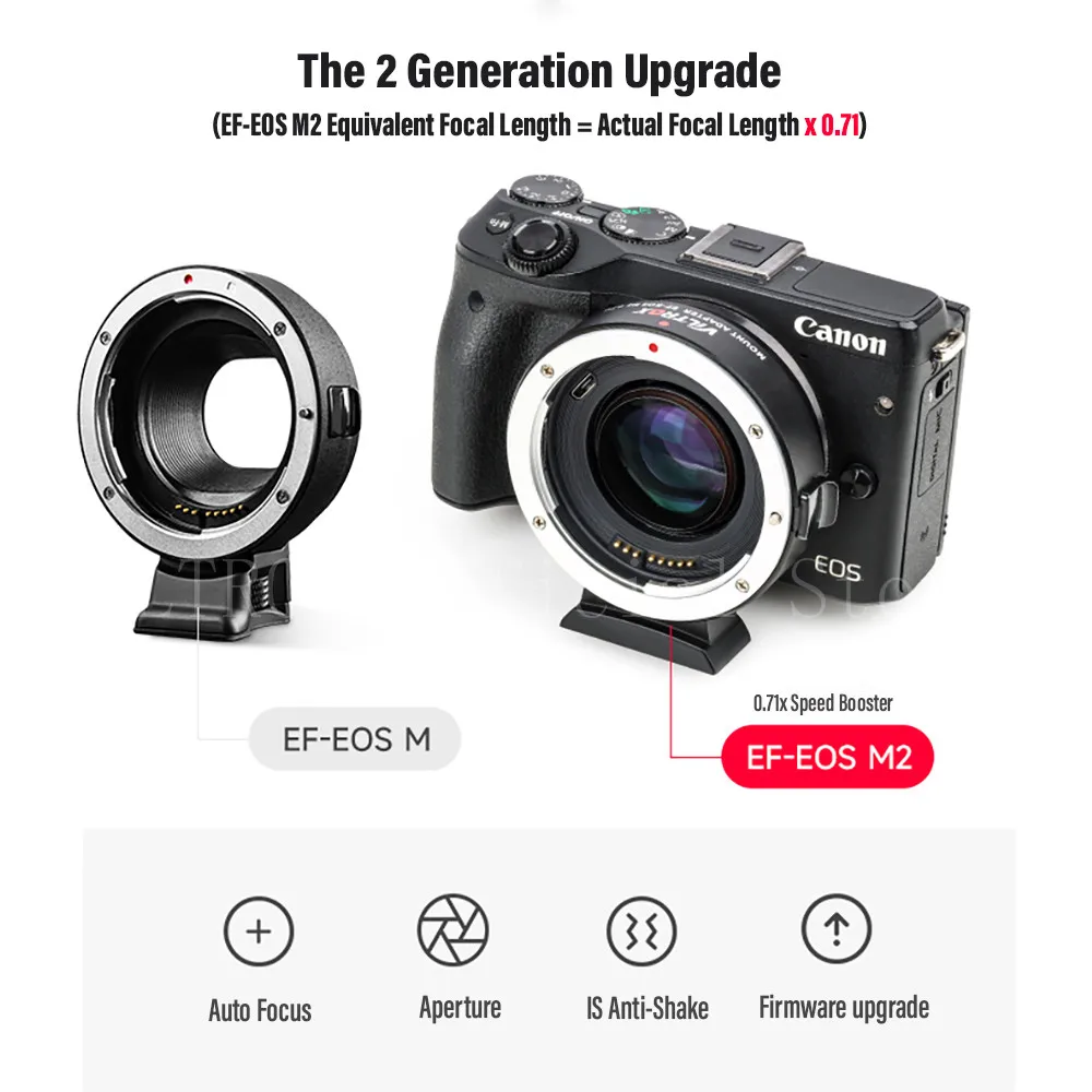 Viltrox EF-EOS M2 Canon EOS M адаптер объектива Автофокус 0.71x фокусный редуктор усилитель