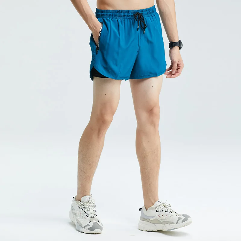 Men Fitness Shorts Running Gym Training Sportswear Double-deck Male Quick Dry Breathable Workout Jogging Sports Cycling